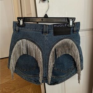 MUGLER SEQUIN FRINGE SHORTS